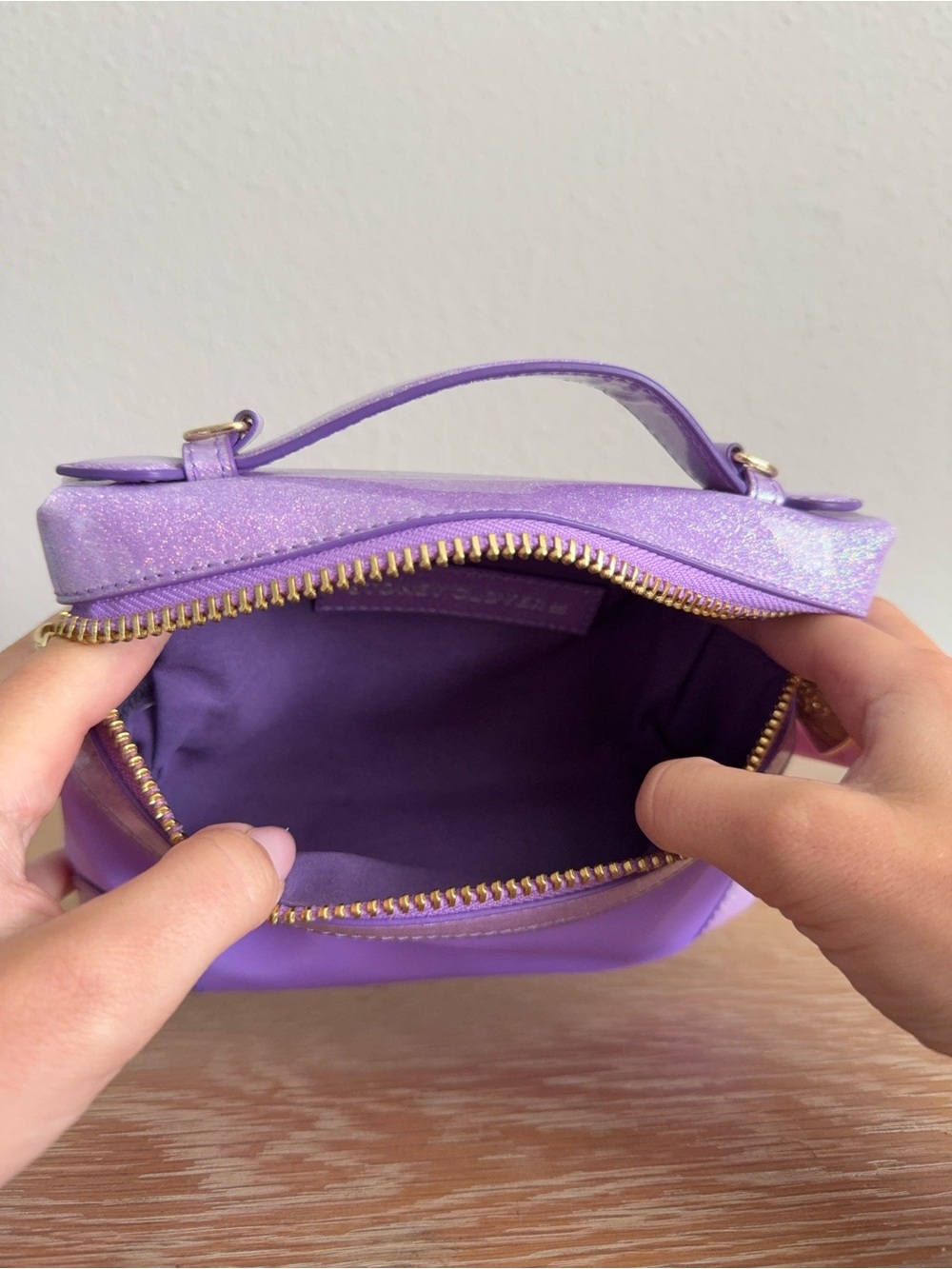 Stoney Clover Lane purple Cosmetic Case with Gold Heart Zippers - Picture 5 of 8